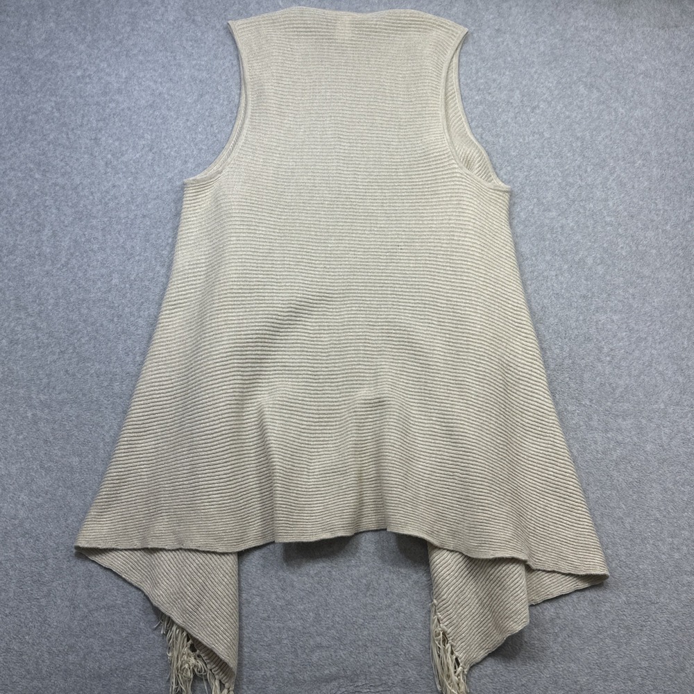 Lilly Pulitzer Andella Sweater Women XL Beige Glitter Fringe Sleeveless Open - Picture 12 of 12